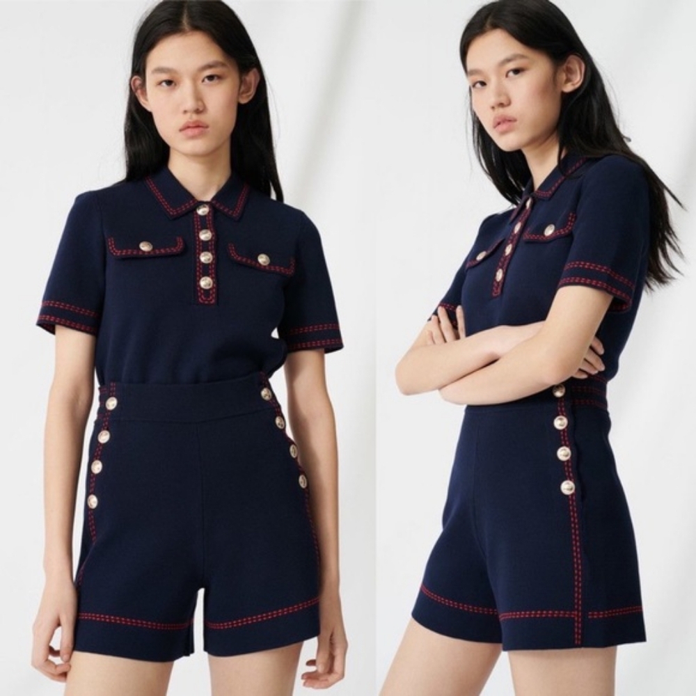Maje navy knit Sailor Shorts 38 M